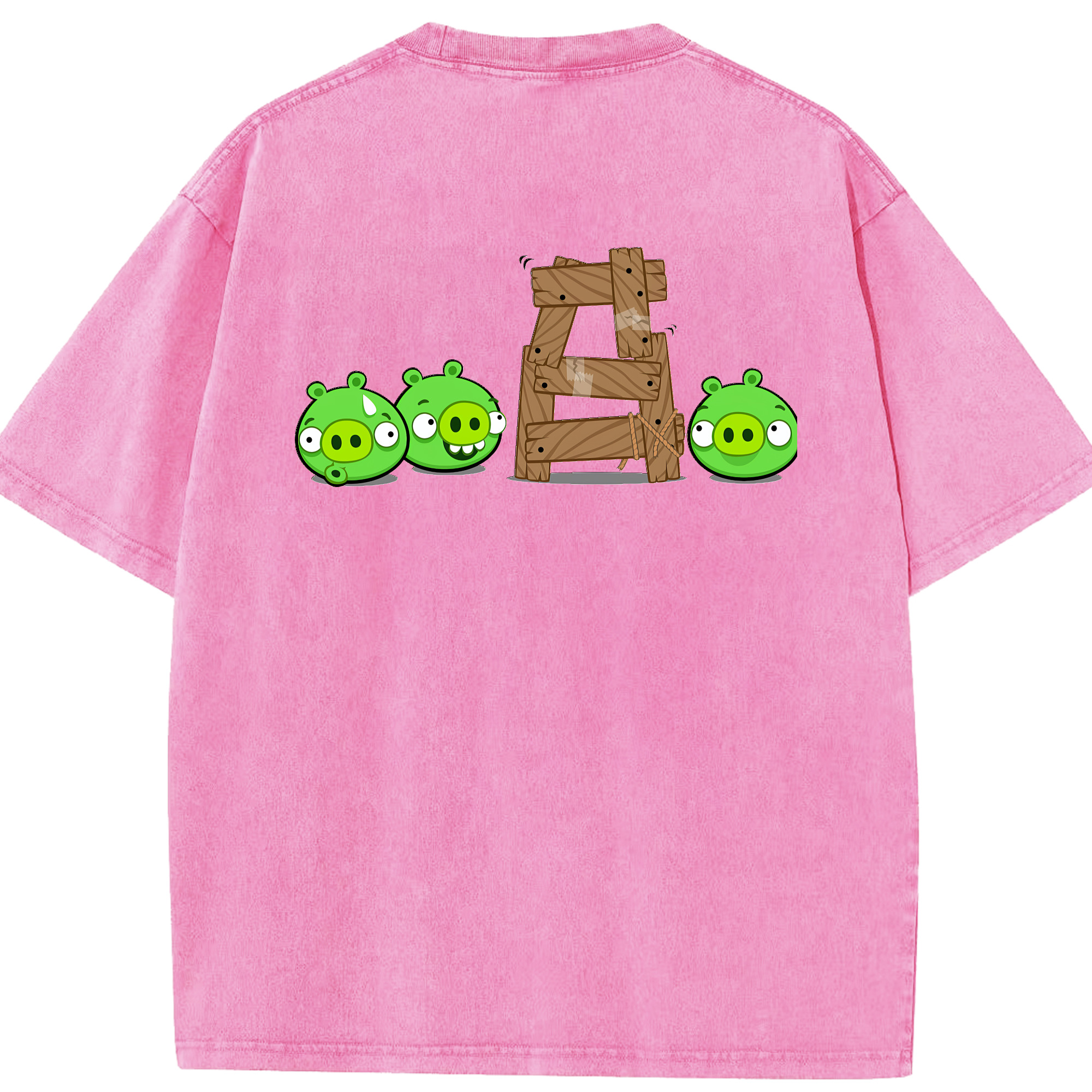 （画像用） Angry Birds アングリーバード 綿100% ヴィンテージ風 半袖Tシャツ（背面プリント）